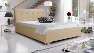 Eka Čalouněná postel Star - Eko-kůže 180x200 cm Barva látky Eko-kůže: Světlá béžová (01), Úložný prostor: S dřevěným rámem úložného prostoru