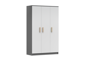 IDZ Šatní skříň SMYK II 3D 19, 120 cm Bílá + Grafit / Barevné úchytky Barva: Dub