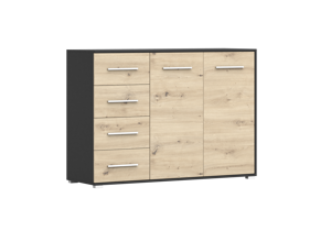 IDZ Komoda FRIDA 2D4S 01, 135 cm Dub Artisan / Černá