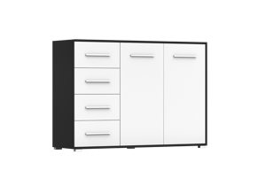 IDZ Komoda FRIDA 2D4S 01, 135 cm Bílá / Černá