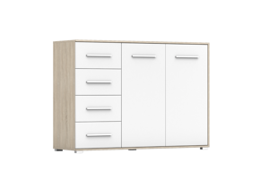 IDZ Komoda FRIDA 2D4S 01, 135 cm Bílá / Dub Sonoma