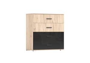 IDZ Komoda BARI 4S, 90 cm Dub San Remo/Černá