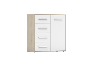 IDZ Komoda FRIDA MINI 1D4S 01, 90 cm Bílá / Dub Sonoma