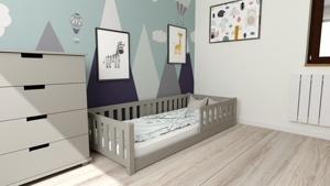 GRZ Dětská postel MONTESSORI 180 x 80 cm, Šedá ROŠT V CENĚ