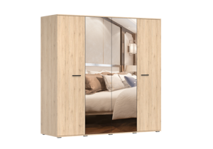 IDZ Šatní skříň BARI 4D, 200 cm Dub San Remo/Černá