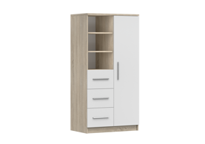 IDZ Knihovna OMEGA III 3S1D 05, 80cm Dub Sonoma/Bílá