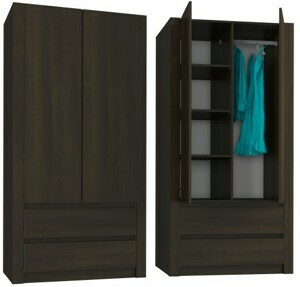MBN Šatní skříň dvoukřídlá s šuplíky MODERN B20 - Wenge