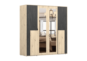 IDZ Šatní skříň BAFRA 4D, 200 cm Dub Artisan/Norská borovice