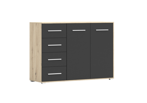 IDZ Komoda FRIDA 2D4S 01, 135 cm Černá / Dub Artisan