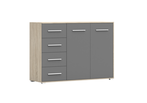 IDZ Komoda FRIDA 2D4S 01, 135 cm Grafit / Dub Sonoma