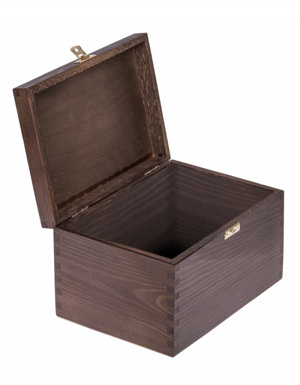 FK Dřevěná krabička se sponou - 22x16x14 cm, Tmavě hnědá
