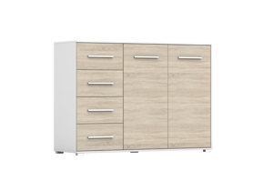 IDZ Komoda FRIDA 2D4S 01, 135 cm Dub Sonoma / Bílá