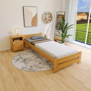 Maxi Postel z masivu Evropa 80 x 200 cm - barva Olše + matrace Vitality ROŠT ZDARMA