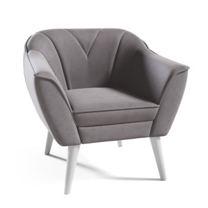 Eka Křeslo LOVA Látka Velutto: Velutto 15 - Stříbrná, Výběr nohou: Bílé