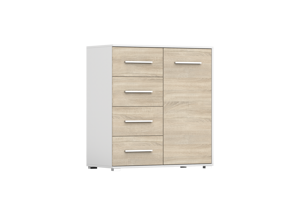 IDZ Komoda FRIDA MINI 1D4S 01, 90 cm Dub Sonoma / Bílá