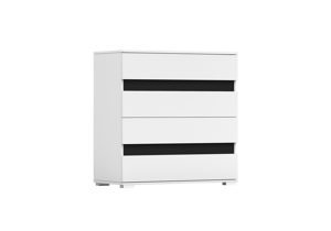 IDZ Komoda LUCCA 4S 46, 90 cm Bílá/Černý lesk