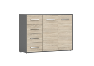 IDZ Komoda FRIDA 2D4S 01, 135 cm Dub Sonoma / Grafit