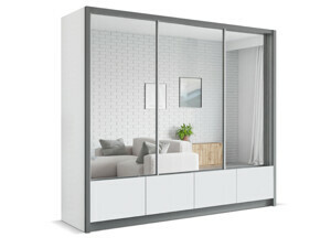 ARK Šatní skříň LINDA, Bílá 250 cm