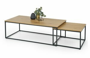 Set konferenčních stolků ALASKA — dekor dub, kov