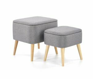 Set taburetů PULA s úložným prostorem– masiv, látka, šedá
