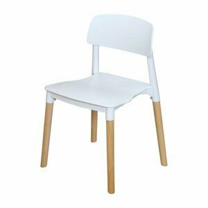 Jídelní židle GAMA — masiv buk/plast, bílá