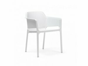 Plastové jídelní křesílko Stima NET – s područkami Bianco