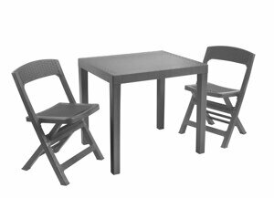 Zahradní sestava POKER 1 + 2 — plast, antracit