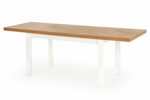 Jídelní rozkládací stůl TIAGO – 140x80x76 (+80) dřevo, dub/bílá