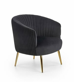 Designové křeslo CROWN — kov, látka, černé