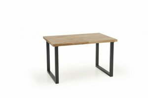 Jídelní stůl RADUS – 140x85x76, masivní dub/kov, černý