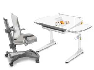 Dětský set MyChamp W58 - šedý, set židle + stůl