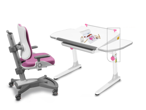 Dětský set MyChamp W58 - růžový, set židle + stůl
