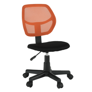 Dětská otočná židle na kolečkách MESH – plast, bez područek, oranžová/černá