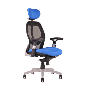 Ergonomická kancelářská židle na kolečkách SATURN – s područkami, více barev NET modrá