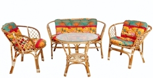 Zahradní set ANTIGUA — ratan, přírodní / vícebarevná