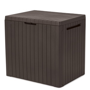 Zahradní úložný box CITY — 113L, plast, hnědá