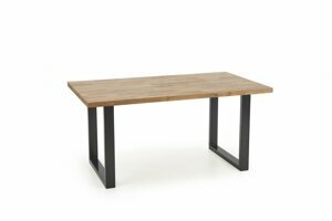 Jídelní stůl RADUS – 160x90x76, masivní dub/kov, černý