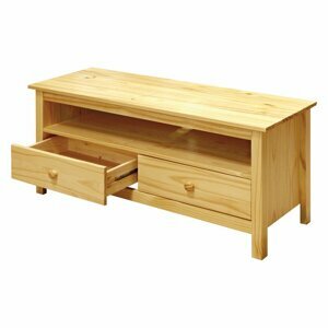 TV stolek se dvěma zásuvkami — masiv borovice, 110×39×47