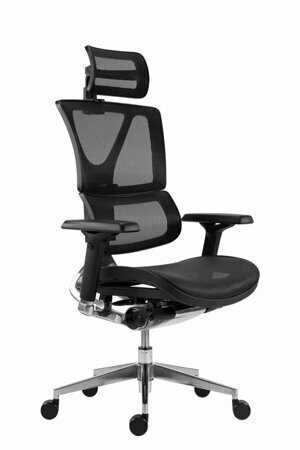 Kancelářská ergonomická židle KORINA — síť, černá, nosnost 150 kg