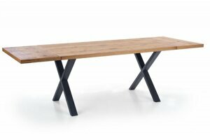 Jídelní rozkládací stůl XAVIER – 160x90x76 (+90), dub, černý