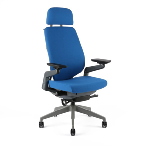 Kancelářská ergonomická židle KARME — více barev, s podhlavníkem a područkami Modrá F03
