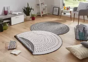 Hanse Home Kusový koberec Twin-Wendeteppiche 103112 - bílá, šedá 140x140 (průměr) kruh