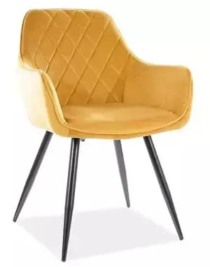 Casarredo Jídelní čalouněná židle ANEI VELVET žlutá curry/černá
