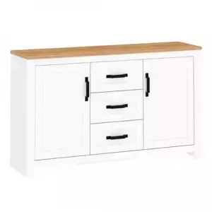 Tempo Kondela Komoda LANZETTE E - bílá alba/dub craft zlatý