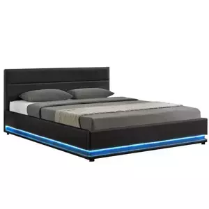 Tempo Kondela Manželská postel BIRGET NEW s LED osvětlením, 163x200 - černá