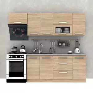 Tempo Kondela Kuchyňská linka 2,4 m, dub sonoma, NOVA PLUS