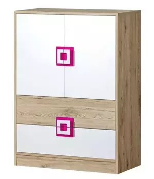 Casarredo Komoda NIKO 9 dub jasný/bílá/růžová