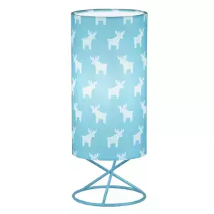 Tempo Kondela Stolní lampa AVAM - kov/modré textilní stínítko