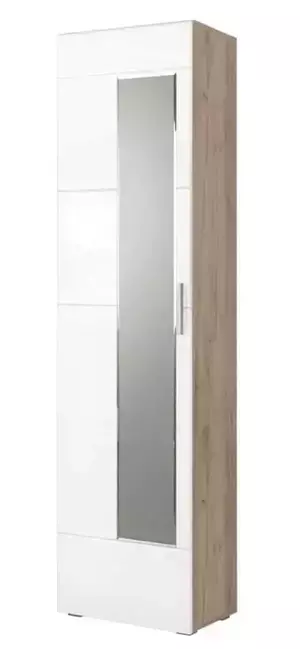 Casarredo Šatní skříň se zrcadlem LAIN dub kraft šedý/bílá lesk