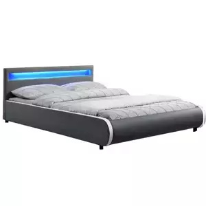 Tempo Kondela Postel DULCEA s RGB LED osvětlením 180x200 - šedá
